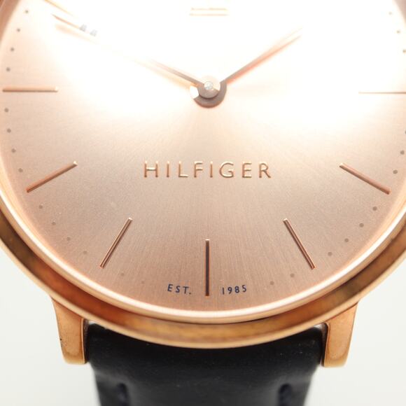 Tommy Hilfiger Womens Rose Gold Tone Slim 35mm Watch Blue Leather w New Battery main image 15